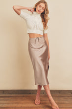 Load image into Gallery viewer, Champagne Satin Midi Skirt
