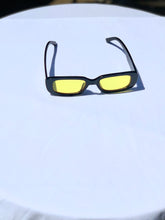 Load image into Gallery viewer, Black with yellow lens 90’s Slim Rectangle Sunglasses
