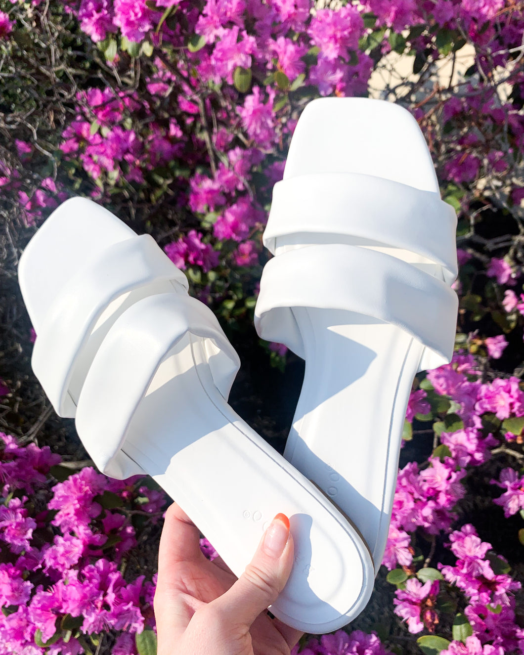 White double strap sandals