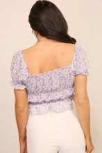 Load image into Gallery viewer, Blue Floral Smocked Crop Top
