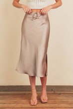 Load image into Gallery viewer, Champagne Satin Midi Skirt
