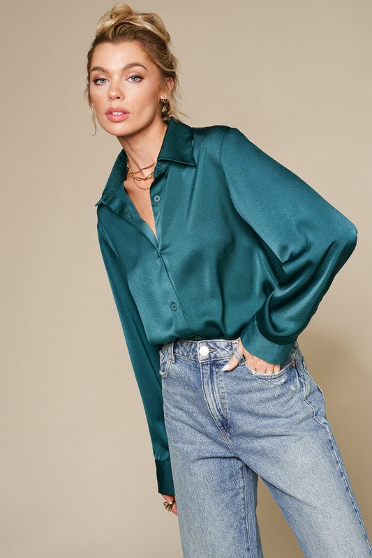 Paris oversized satin blouse