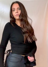 Load and play video in Gallery viewer, Riley Black Ruched Crop Top
