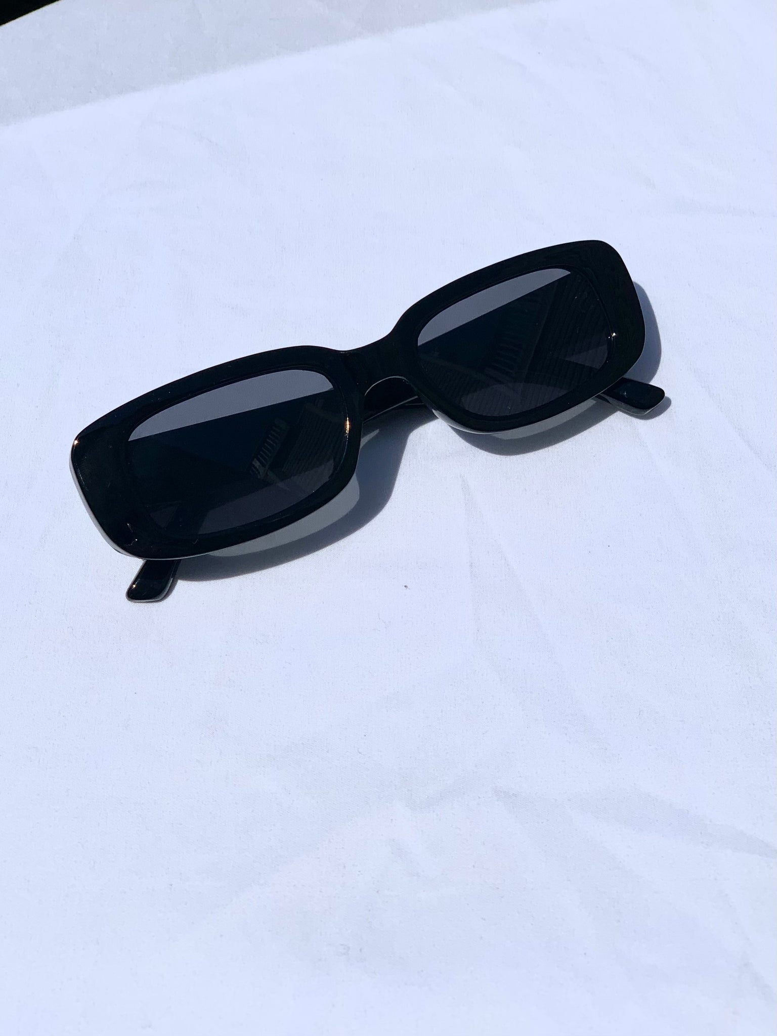 Black Square Frame Slim Sunglasses by Sorella Boutique