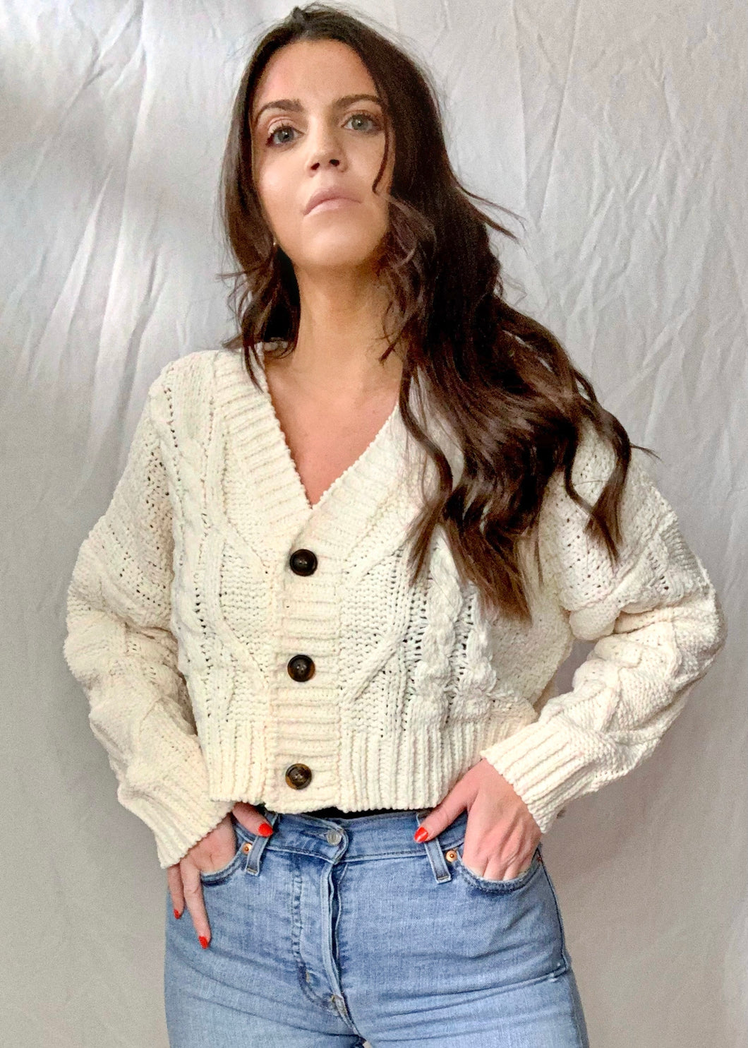 Chunky Ivory Cable Knit Cardigan