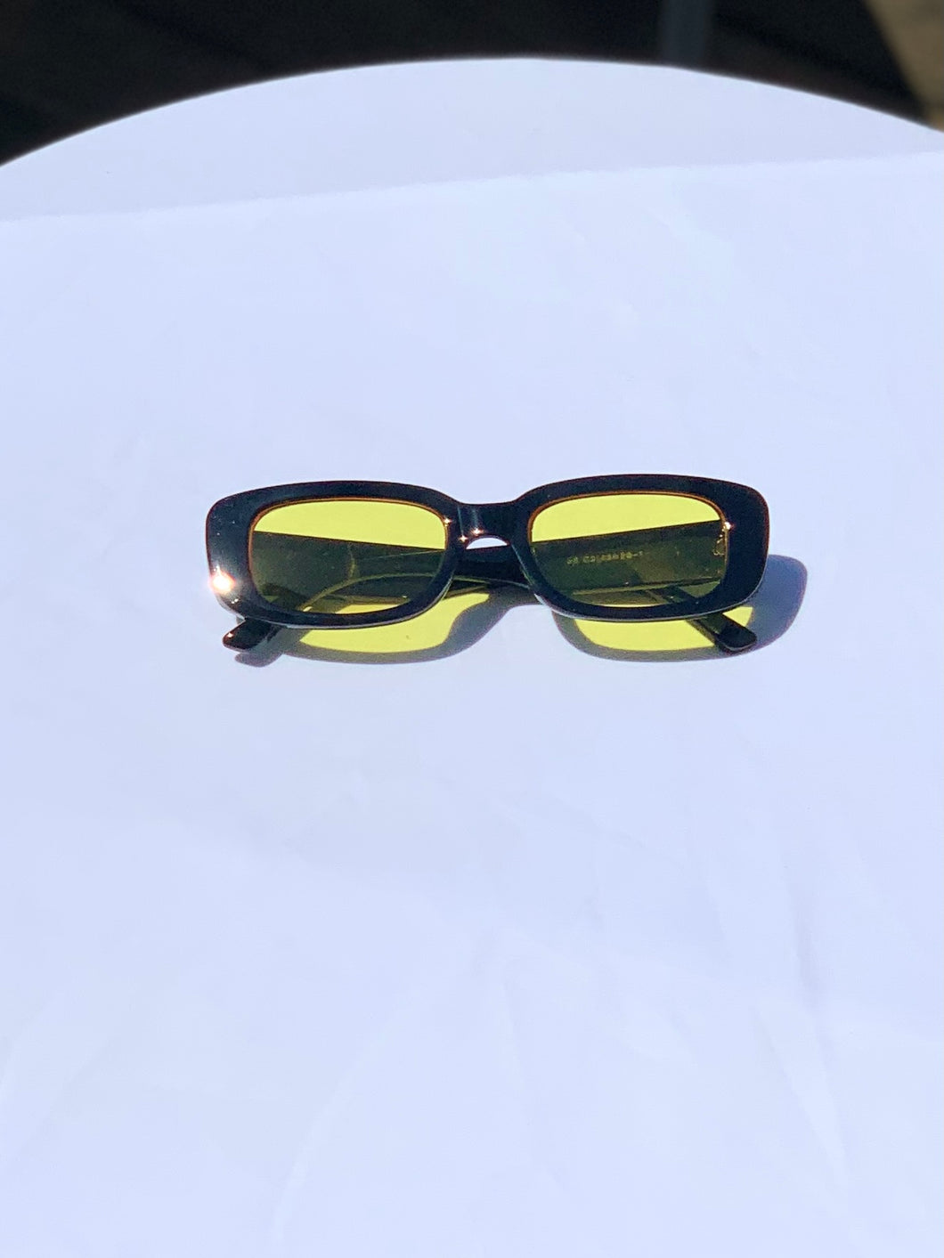 Black with yellow lens 90’s Slim Rectangle Sunglasses