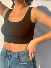 Load image into Gallery viewer, Solid Black Crop Tank
