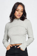Load image into Gallery viewer, Charlotte Grey Mock Neck Crop Top
